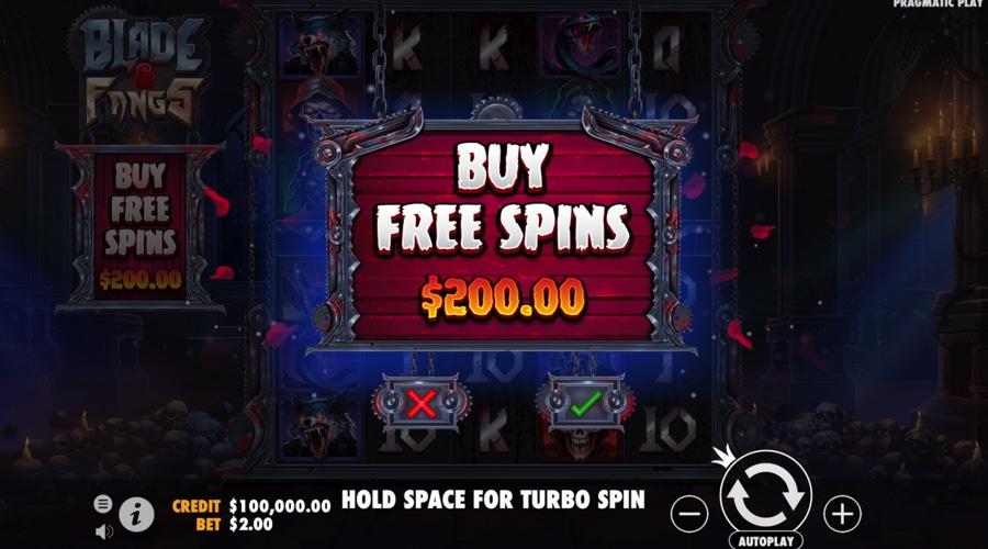 Blade & Fangs free spins buy bonus