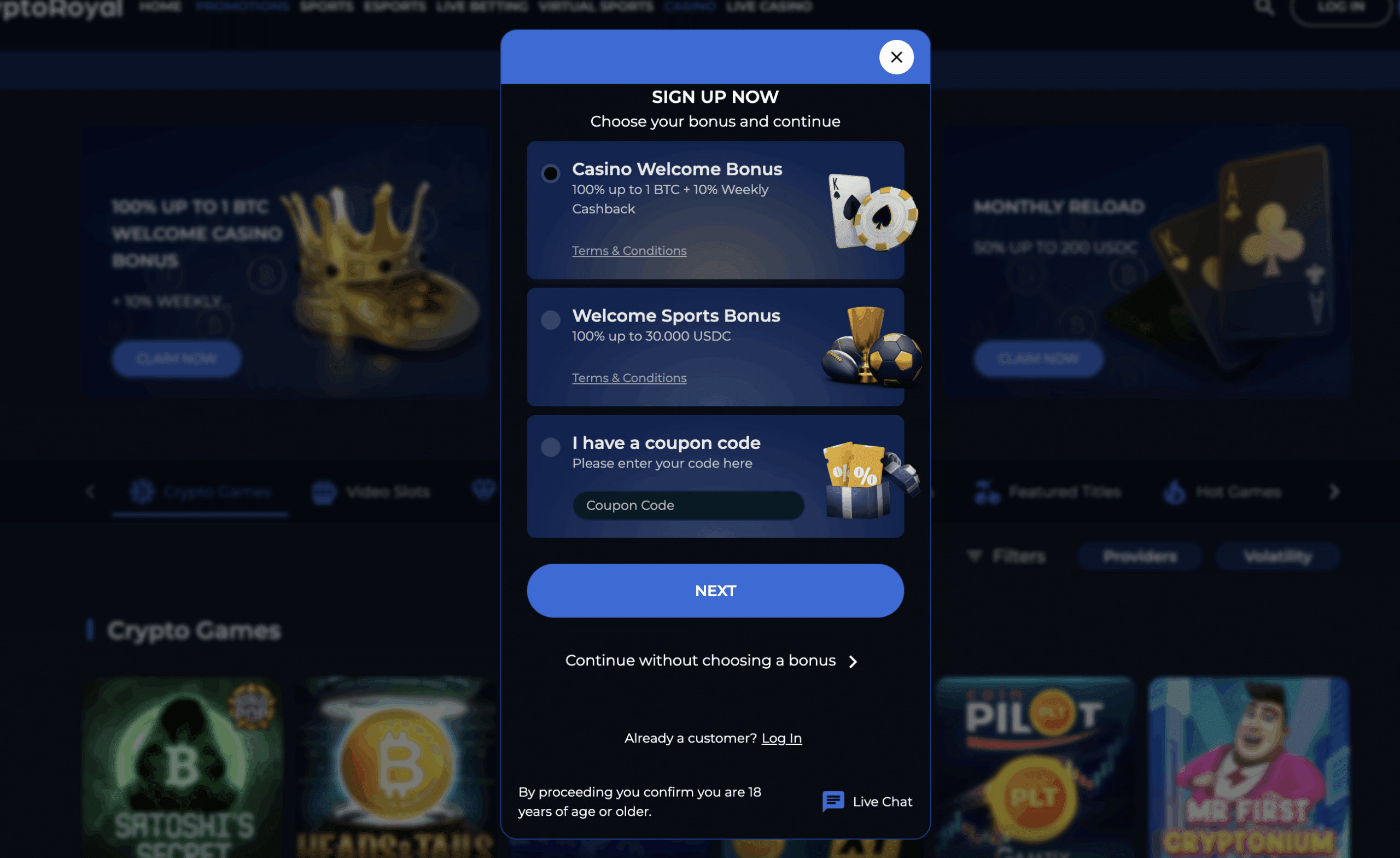 Crypto Royal registration bonus
