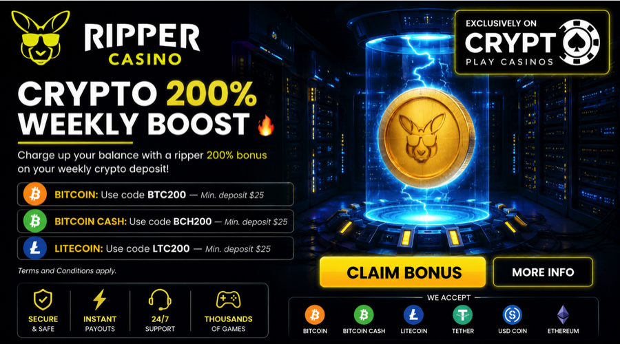 Ripper Casino Crypto Boost Bonus Code