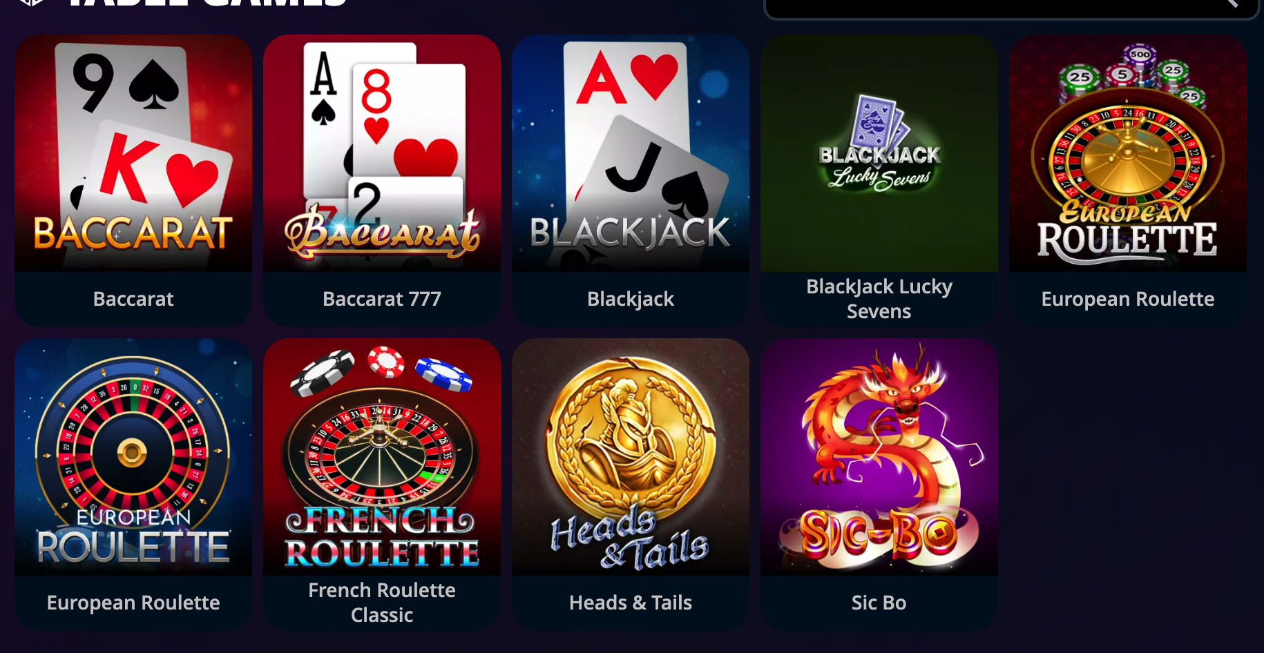 Cryptowins table games