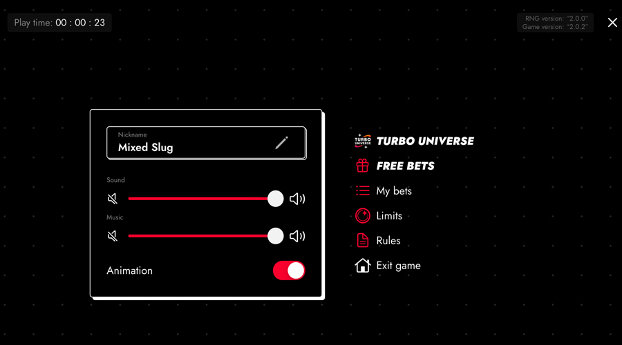 Crash X game settings