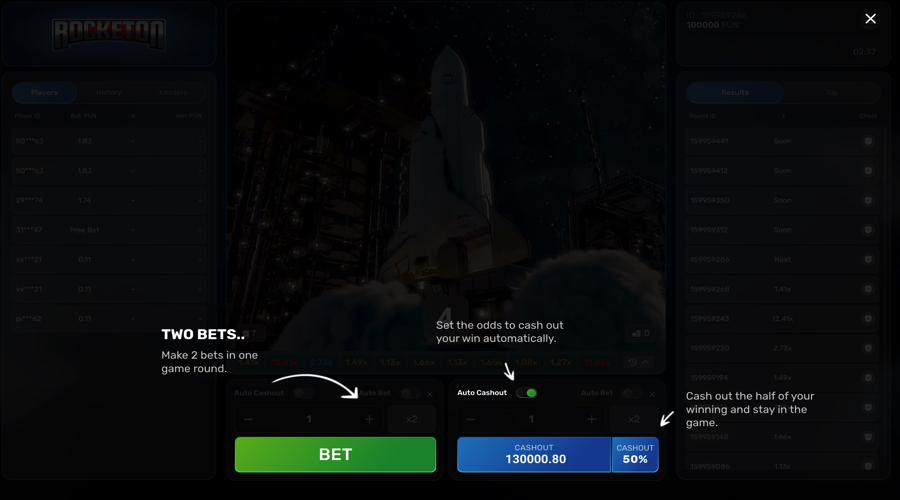 Rocketon game settings