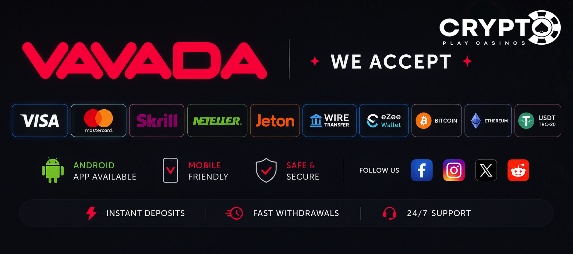 Vavada crypto payments