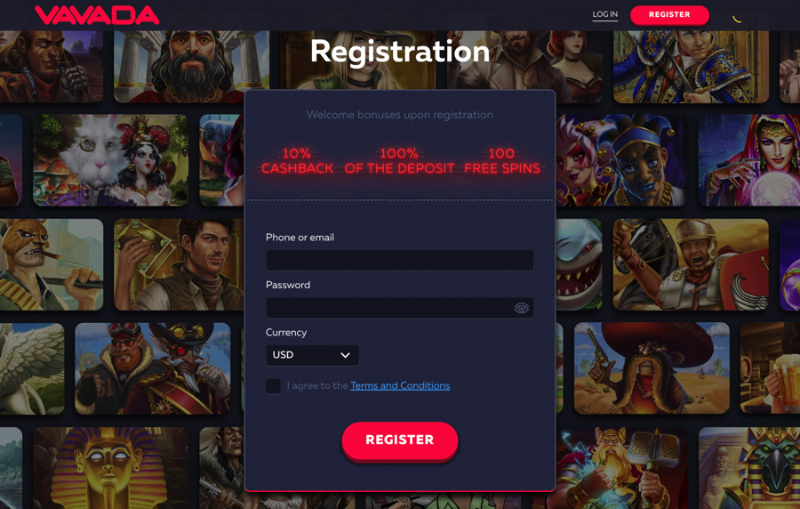 Vavada registration bonus
